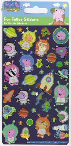 Peppa Pig Space glitter stickers,sheet of fun foiled stickers