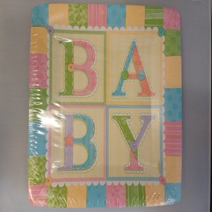 Baby shower square paper party plates