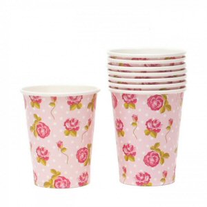 Vintage Rose Floral Cups