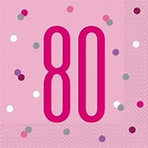 Pink Glitz 80th Birthday Napkins