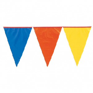 Multi coloured plastic party outdoor bunting