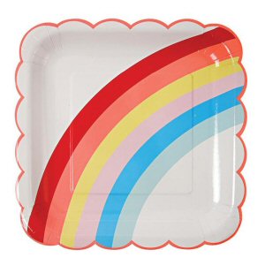 Rainbow Square Scallop Edge Plates