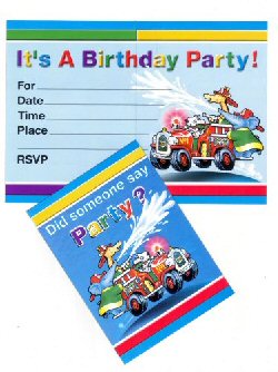 Fire Engine Buddies party invites