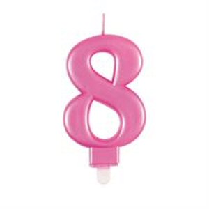 Bright Pink Number 8 Candle