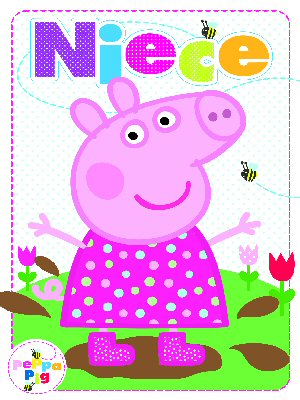 Peppa Pig birthday card Neice Glittery one