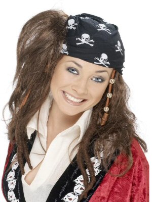 Pirate girl wig in brown