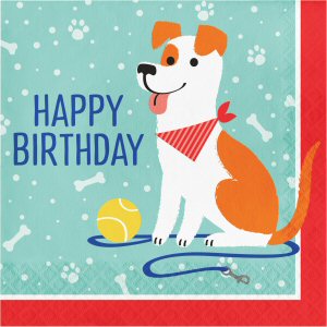 Dog Party Happy Birthday Napkins Serviettes