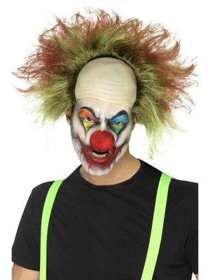 Sinister Clown Wig, Green with Blood Splatter