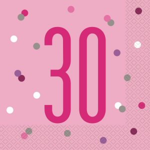 Pink Glitz 30th Birthday Napkins