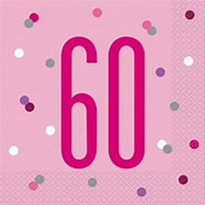 Pink Glitz 60th Birthday Napkins