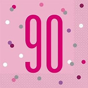 Pink Glitz 90th Birthday Napkins