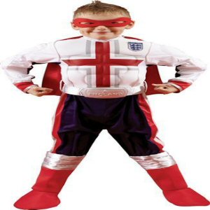 England White Football Fancy Dress Boys Christmas Costume Mask Cape and Belt