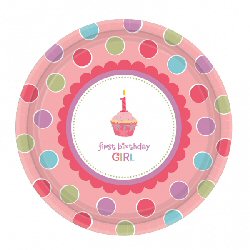 Sweet Little Cupcake Girl Paper Plates 26.6cm