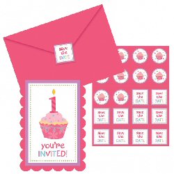 Sweet Little Cupcake Girl Postcard Invitations, Stickers and Envelopes
