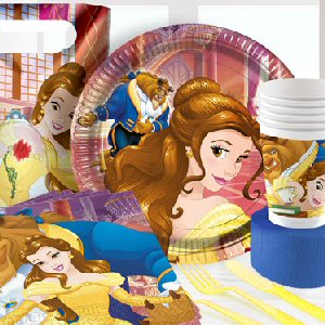 Lobyn Value Pack Beauty and The Beast Party Plates and Napkins Serves 16 with Birthday Candles 
