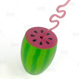 Watermelon Novelty Plastic Cup with Straw and Lid