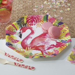 Flamingo Hexagonal Paper Plates Flamingo Fun