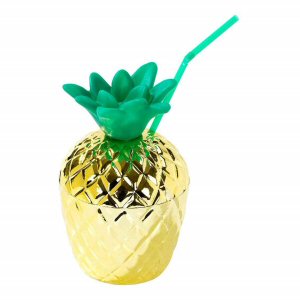 Tropical Fiesta Gold Plastic Pineapple Cup