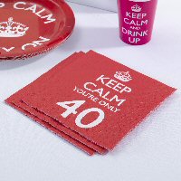 Keep Calm and party on napkins age 40,red