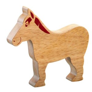 A chunky wooden horse figure