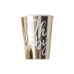 Gold Foiled Oh Baby Paper Cups