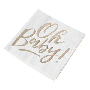 Gold Foiled Oh Baby Paper Napkins