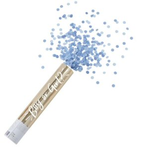 Large Gold Foiled Blue Gender Reveal Compressed Air Confetti Cannon Shooter