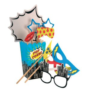 Photo Booth Props and Masks Pop Art Superhero Party