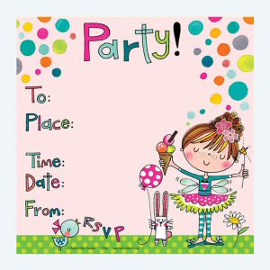 Girl With Ice Cream And Bubbles Invitations
