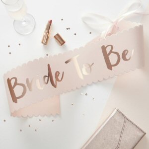 Pink and Rose Gold Bride To Be Sash Team Bride