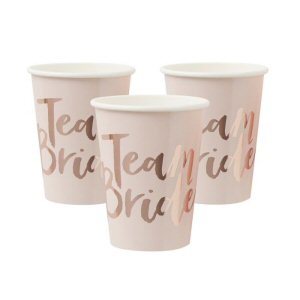 Pink and Rose Gold Foiled Team Bride Cups Team Bride