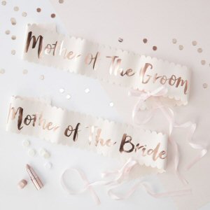 Pink and Rose Gold Foiled Mother Of The Bride Groom Sashes