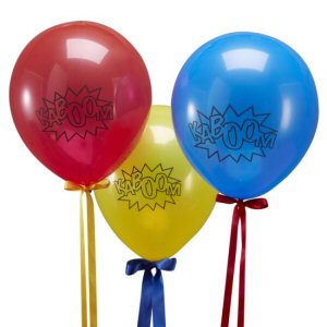 Cool Comic Superhero themed Kaboom balloons,
