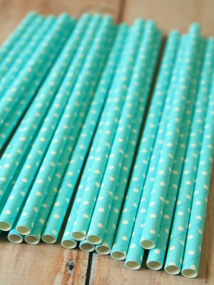 Polka dots colourful paper straws