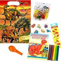Filled dinosaur party bags