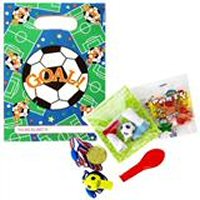 Filled football party bag