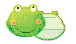 Miss Party's frog party shaped invites