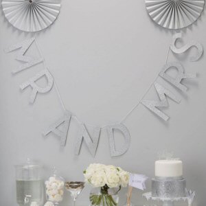 Metallic Perfection Silver Glitter Mr and Mrs Wedding Bunting