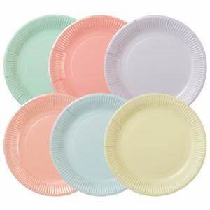 12 Assorted pastel party plates 6 colours
