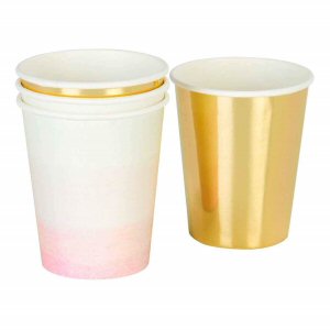 We Heart Pink and Gold Paper Cups