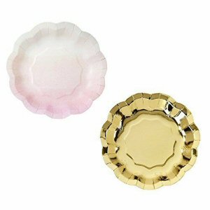 We Heart Pink and Gold Paper Party Plates