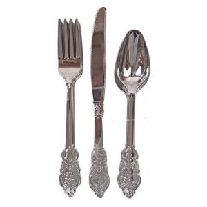Party Porcelain Plastic Silver Cutlery