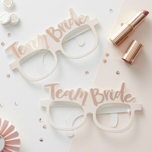 Team Bride Pink and Rose Gold Team Bride Hen Party Glasses