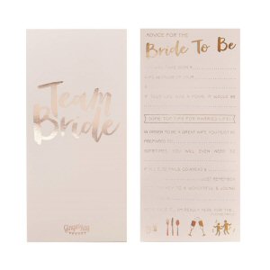 Pink And Rose Gold Advice For The Bride To Be Cards