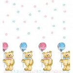 Teddy bear blue & pink party tablecover
